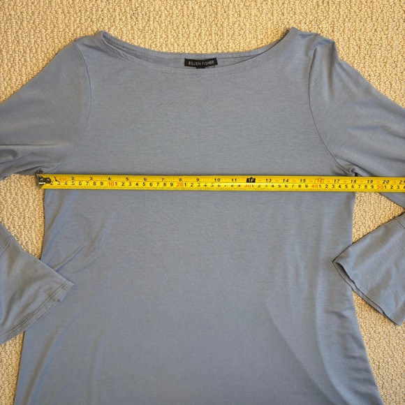Eileen Fisher Tunic Top, Bell Sleeve, Boat Neck, Light Blue, Jersey Knit, Small - Picture 7 of 15